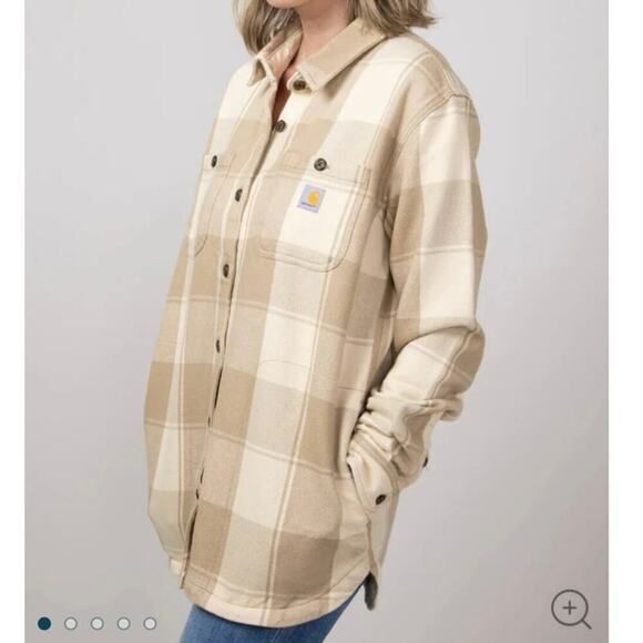 NWT Carhartt Loose Fit Oversized Twill Shirt Jacket Shacket Oat Milk Size XS - Picture 3 of 3